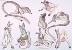 anatomically_correct anatomically_correct_genitalia anatomically_correct_pussy animal_genitalia anthro anus audrey_(lizet) big_teats bodily_fluids bottomless bra bra_only cervine_genitalia cervine_pussy clothed clothing cloven_hooves deer ear_piercing fangs female feral fur genitals grey_body grey_fur group hooves industrial_piercing kangaroo lactating lily_(lizet) lizet macropod mammal marsupial milk piercing pouch_(anatomy) pussy questing_beast sharp_teeth sketch_page teats teeth trio underwear underwear_only