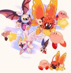  ^_^ arm_up armor armored_boots artist_name black_wings blue_eyes blush blush_stickers boots butterfly_wings closed_eyes closed_mouth commentary_request cracked_mask dark_meta_knight feathered_wings flying galacta_knight gloves highres holding_hands horned_mask horns insect_wings kirby kirby_(series) looking_at_another looking_at_viewer looking_to_the_side mask meta_knight morpho_knight orange_wings pauldrons pink_eyes purple_background purple_footwear red_footwear riding shadow_kirby shoes shoulder_armor simple_background sitting smile spiked_wings spikes star_(symbol) tokuura torn_wings twitter_username u_u warp_star waving white_background white_eyes white_footwear white_wings wings yellow_eyes yellow_footwear yellow_gloves 