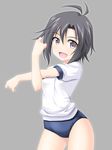  black_hair brown_eyes buruma gym_uniform idolmaster idolmaster_(classic) idolmaster_2 kikuchi_makoto masakichi_(crossroad) short_hair solo 