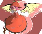  animal_ears boots claws cross-laced_footwear dress fingernails kameyan long_fingernails mystia_lorelei pink_eyes pink_hair red_dress shoes short_hair smile solo touhou winged_shoes wings 