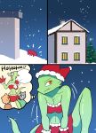 absurd_res anthro bluebirdoasis breasts cleavage clothed clothing comic female hi_res lizard merry_christmas navel reptile scalie smile smirk solo tail thought_bubble veronica_(bluebirdoasis)