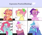 &lt;3 anthro anthrofied auroricorn aztrial blush bodily_fluids clothing covering covering_mouth earth_pony equid equine eyewear female glasses hasbro hi_res horn horse jazz_hooves_(mlp) looking_at_viewer mammal meme mlp_g5 my_little_pony pipp_petals_(mlp) pony posey_(g5) sunny_starscout_(mlp) sweat sweatdrop sweater topwear unicorn zipp_storm_(mlp)