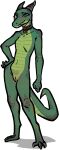 alpha_channel anthro biped blue_eyes claws countershade_face countershade_neck countershade_tail countershade_torso countershading female fingers genitals green_body horn jam_(artist) kobold pussy scalie simple_background solo tail transparent_background