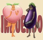 absurd_res anthro canid canine canis clothing costume diane_foxington dreamworks duo eggplant eggplant_costume female food food_costume fox fruit hi_res male mammal mr._wolf_(the_bad_guys) peach_(fruit) peach_costume physical_censor_bar plant the_bad_guys tommysamash wolf
