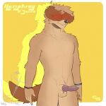 &lt;3 &lt;3_eyes 1:1 absurd_res ahoge animal_genitalia animal_penis anthro ball_tuft balls bird_dog bracelet brown_body brown_fur bulge canid canine canine_genitalia canine_penis canis cerberussenn claws cocker_spaniel covering covering_face domestic_dog ear_over_eye embarrassed erection eye_spot floppy_ears fluffy fluffy_hair freckles fur genitals green_eyes hair hi_res hiding_face humphrey_o&#039;senna_(cerberussenn) hunting_dog jewelry knot male mammal penis sheath shy signature simple_background small_penis smile solo spaniel tail tail_motion tailwag tan_body tan_fur tuft yellow_background