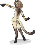 5_fingers alpha_channel anthro biped breasts brown_hair domestic_cat felid feline felis female fingers hair jam_(artist) mammal open_mouth open_smile rear_view simple_background smile solo tail transparent_background