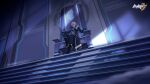  1boy black_footwear boots coat copyright_name full_body highres honkai_(series) honkai_impact_3rd indoors kevin_kaslana logo official_art second-party_source sitting stairs throne white_hair 