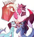 anthro avian ball_lick ball_worship balls big_balls big_penis bisexual blush bodily_fluids cervical_penetration cervix cum cum_in_uterus cum_inside cum_on_balls cum_on_face cumshot eeveelution ejaculation erection female foursome from_front_position fur generation_6_pokemon genital_fluids genitals giidenuts grey_body grey_fur group group_sex gryphon hair harem hi_res internal knot kobold licking male male/female male/male mastery_position mythological_avian mythology nintendo oral penetration penis pink_hair pokemon pokemon_(species) precum sex simple_background sylveon tail tail-fin tail_motion tail_tuft tailwag tapering_penis tongue tongue_out tuft uterus vaginal vaginal_penetration white_background white_body white_fur wings