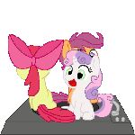  apple_bloom_(mlp) cute equine female friendship_is_magic horn my_little_pony pegasus scootaloo_(mlp) sweetie_belle_(mlp) turning turning_table unicorn wings 