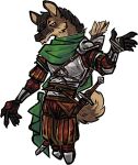5_fingers alpha_channel anthro armor biped brown_body brown_fur canid canine claws clothed clothing countershade_face countershade_fur countershade_neck countershading dipstick_tail fingers fur jam_(artist) male mammal maned_wolf markings melee_weapon simple_background solo sword tail tail_markings transparent_background weapon