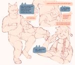 adult_(lore) age_difference anthro canid canine canis dialogue duo dustifang fellatio hi_res lagomorph leaning leporid male male/male mammal older_male oral overweight overweight_male penile rabbit sex size_difference speech_bubble tired wolf younger_male