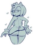 &lt;3 2024 absurd_res amy_rose anthro back_boob big_breasts big_butt blush breasts butt clothed clothing edalv eulipotyphlan female gloves hair half-closed_eyes handwear hedgehog hi_res legs_together looking_at_viewer looking_back mammal narrowed_eyes sega short_hair simple_background solo sonic_the_hedgehog_(series) standing thong topless underwear undressing white_background wide_hips