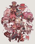  6+boys 6+girls :&gt; :d alastor_(hazbin_hotel) angel_dust animal_ears animal_nose antlers apple arm_hug artist_name black_bow black_bowtie black_choker black_eyes black_footwear black_gloves black_hair black_headwear black_jacket black_pants black_sclera black_shirt black_skin black_skirt black_wings blonde_hair blue_eyes blue_teeth blush body_fur bomb boots bow bowtie brown_dress brown_fur brown_hair cat_boy cat_ears cellphone charlie_morningstar cherri_bomb choker circle_facial_mark closed_mouth coat coattails colored_inner_hair colored_sclera colored_skin commentary crop_top cyclops dark-skinned_male dark_skin deer_antlers deer_boy deer_ears dress earrings elbow_gloves english_commentary everyone explosive extra_arms eyepatch facial_mark fang fang_out food freckles fruit full_body fur-tipped_tail fur-trimmed_coat fur-trimmed_sleeves fur_trim furry furry_male gloves goggles goggles_on_headwear grey_background grey_headwear grey_skin grey_thighhighs grin hair_over_one_eye half-closed_eyes hand_on_own_chest hand_up hat hat_feather hazbin_hotel heart heart-shaped_eyewear high_heel_boots high_heels holding holding_bomb holding_hands holding_phone horns husk_(hazbin_hotel) index_finger_raised invisible_chair jacket jewelry kinomi_desu long_dress long_hair long_sleeves looking_at_another looking_at_viewer lucifer_(hazbin_hotel) mini_person minigirl mismatched_sclera monocle monster_boy monster_girl multicolored_hair multiple_boys multiple_girls niffty_(hazbin_hotel) object_head one-eyed open_mouth pants phone pink-tinted_eyewear pink_eyes pink_gloves pink_hair pink_jacket pink_sclera red_coat red_dress red_eyes red_hair red_headwear red_jacket red_sclera red_shirt red_tank_top red_wings rosie_(hazbin_hotel) selfie sharp_teeth shirt short_hair short_sleeves simple_background sir_pentious sitting size_difference skirt skull_earrings smartphone smile snake snake_boy solid_eye solid_eyes star_(symbol) striped_clothes striped_jacket sunglasses suspenders symbol-shaped_pupils tail tank_top teeth television thigh_boots thighhighs tiara tinted_eyewear top_hat traditional_bowtie twintails two-tone_fur two-tone_hair two-tone_wings vaggie valentino_(hazbin_hotel) velvette_(hazbin_hotel) vox_(hazbin_hotel) white_coat white_eyes white_fur white_gloves white_hair white_headwear white_shirt white_skin wifi_symbol wings x-shaped_pupils yellow-framed_eyewear yellow_eyes yellow_pupils yellow_sclera yellow_teeth 