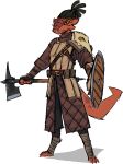 alpha_channel anthro biped holding_object holding_weapon jam_(artist) kareed_barrelforge male scalie shield simple_background solo tail transparent_background weapon
