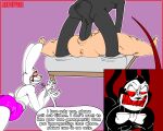 absurd_res adultpartypunch anthro begging big_penis clothing cotton_candy_(smolbunnyxoxo) cuckold digital_media_(artwork) duo erection female genitals gideon_(garbageboxxxed) group hi_res huge_penis human human_on_anthro hyper hyper_genitalia hyper_penis interspecies lagomorph leporid male male/female mammal nude panties penetration penis rabbit sex simple_background toony trio underwear