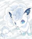 5:6 alolan_form alolan_vulpix ambiguous_gender blue_sclera eyes_closed feral fur group hi_res nintendo pokemon pokemon_(species) quadruped regional_form_(pokemon) rumine smile snow trio white_body white_eyes white_fur