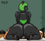 animated anthro big_butt black_body black_fur boom_box butt cellulite deer digital_media_(artwork) dominant dominant_female duo ear_piercing ear_ring facesitting female fur green_body green_fur grinding_on_face joey_(oystercatcher7) low_res male male/female mammal mattress oystercatcher7 piercing pixel_(artwork) pixel_animation ring_piercing rodent sciurid sitting_on_another squigga tree_squirrel