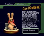 3d_(artwork) animal_crossing animated anthro award big_butt bottomless bunsandnoble butt clothed clothing coco_(animal_crossing) description digital_media_(artwork) english_text female gyroid headgear headwear hollow_eyes lagomorph leporid mammal navel nintendo o_o rabbit rabbit_ears red_clothing red_headwear red_topwear rock short_playtime solo super_smash_bros. tail tan_body tan_butt tan_ears tan_skin tan_tail text thick_thighs topwear trophy turntable_(animation) wide_hips