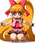  akazutsumi_momoko bow fingerless_gloves gloves hyper_blossom isu lowres no_panties open_mouth pink_bow pixel_art powerpuff_girls_z solo when_you_see_it 