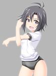  alternate_color black_hair brown_eyes buruma gym_uniform idolmaster idolmaster_(classic) idolmaster_2 kikuchi_makoto masakichi_(crossroad) short_hair solo 