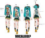  1girl absurdres aqua_hair arrow_(symbol) asgr barcode bare_shoulders bifurcated_jaw black_skirt black_socks blood blood_drip bright_pupils closed_mouth commentary_request copyright_name detached_collar dripping exhaust grey_shirt hatsune_miku highres joints lace-trimmed_skirt lace_trim long_hair looking_at_viewer multiple_views necktie open_mouth open_skull pleated_skirt robot_joints seams shirt shoe_soles shoes simple_background skirt sleeveless sleeveless_shirt socks standing standing_on_one_leg tie_clip translation_request turnaround twintails vocaloid white_background white_pupils yellow_eyes yellow_footwear yellow_necktie yellow_trim 
