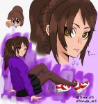  brown_hair highres jacket kitty_greenson nima_art non-web_source original pantyhose purple_jacket yellow_eyes 