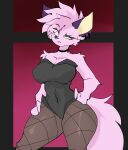 anonymous_artist anthro felid feline female goth hair hands_on_hips hi_res leen mammal pink_body short short_hair solo wide_hips