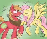  blackswhites blush cutie_mark dialog dialogue duo equine eyes_closed female feral fluttershy_(mlp) friendship_is_magic horse imminent_kiss male mammal my_little_pony pegasus pony straight text wings yoke 