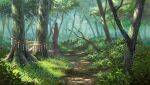  bush commentary_request dappled_sunlight day forest grass highres kobayashi_(jna_x_rgh) nature no_humans original outdoors path plant rope scenery shide shimenawa sunlight tree 