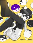  1boy animal_ears basil_(headspace)_(omori) basil_(omori) black_eyes black_hair black_thighhighs cat cat_boy cat_ears cat_tail cb_ge000 colored_skin expressionless highres looking_at_viewer mari_(faraway)_(omori) mari_(omori) omori omori_(omori) shorts tail thighhighs white_skin 