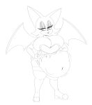 absurd_res after_vore anthro belly big_belly big_breasts breasts clothing eyeshadow female hi_res huge_breasts hyper hyper_breasts jaxbeef makeup oral_vore rouge_the_bat same_size_vore sega slightly_chubby solo sonic_the_hedgehog_(series) thick_thighs torn_clothing vore