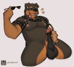 2022 anthro balls canid canine canis domestic_dog ear_piercing ear_ring eyewear foreskin genitals kaionart leather male mammal mastiff molosser nipple_piercing nipples nude penis piercing ring_piercing rottweiler simple_background solo sunglasses tongue tongue_out