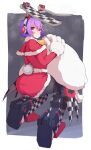  :o absurdres animal_ears cosmic_break facial_tattoo highres holding holding_sack mecha_musume pantyhose purple_hair rabbit_ears red_eyes renny_lop robot_ears sack santa_costume sgame_deme short_hair tattoo 