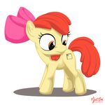  apple_bloom_(mlp) cub cutie_mark equine fail female feral friendship_is_magic fur hair horse mammal my_little_pony mysticalpha plain_background pony red_hair ribbons solo white_background yellow_fur young 