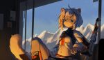 absurd_res breasts clothed clothing felid female gun hair hi_res humanoid kemono leopard mammal mountain pantherine pune ranged_weapon solo tail weapon white_hair yunuo_(character)