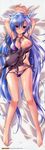  absurdres akatsuki_no_amaneka_to_aoi_kyojin armpits arms_up barefoot between_breasts bikini blue_hair breast_slip breasts cal_ruslan dakimakura full_body highres huge_filesize komatsu_eiji large_breasts molestation octopus one_breast_out purple_bikini purple_eyes scan shirogane_no_cal_to_soukuu_no_joou solo swimsuit tentacles tentacles_under_clothes 