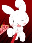 2016 blush blush_lines bodily_fluids chibi clitoris female fur genitals hi_res internal internal_vaginal lagomorph leporid looking_down maina-chan mammal my_number_mascot object_in_pussy one_ear_up open_mouth pink_inner_pussy pink_tongue pussy rabbit saliva solo spread_legs spreading sweat tail tatwuyan tongue white_body white_ears white_fur white_pussy white_tail