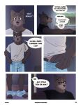 absurd_res anthro bottomwear bottomwear_down canid canine clothing comic duo echto eyewear father_(lore) glasses hi_res male mammal parent_(lore) son_(lore) undressing