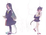  alternate_costume animal_ears arknights cat_ears cat_girl cat_tail dawn_(arknights) dragon_girl dragon_horns dragon_tail dusk_(arknights) gradient_hair highres horns kemono_(fukanasumi) long_hair multicolored_hair pointy_ears red_eyes slit_pupils tail yellow_eyes 
