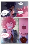 absurd_res animal_head animal_humanoid ashido_mina avian avian_humanoid bird_humanoid clothing comic duo eyes_closed female for_a_head fumikage_tokoyami greatm8sfm happy hi_res horn horned_humanoid humanoid male male/female my_hero_academia necktie open_mouth pink_body pink_skin quirked_human_(my_hero_academia) school_uniform shirt smile tongue tongue_out topwear uniform white_clothing white_shirt white_topwear
