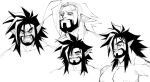  angry bara beard black_hair breasts capsule_(capsulecomputrz) facial_hair full_beard hair_over_eyes highres large_breasts male_focus marin_(capsulecomputrz) naughty_face original pointy_ears sketch smile spiked_hair thick_eyebrows topless_male white_background 
