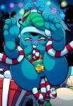 alien anal anal_penetration arms_tied blush bound brawl_stars breasts buttplug candy candy_cane candy_cane_in_ass candy_cane_in_mouth christmas covered_pussy dessert eve_(brawl_stars) female food gift green_sclera holidays nipples penetration plug_(sex_toy) roxley-d sex_toy supercell_(company)