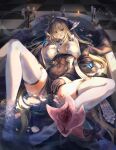  1girl absurdres azur_lane bathtub between_breasts birds-mix black_gloves breast_cutout breasts bug butterfly candle candlestand check_commentary checkered_floor commentary_request demon_girl fake_horns gloves habit half_gloves highres horns implacable_(azur_lane) knee_up licking_lips long_bangs long_hair_between_eyes lying navel no_shoes nun partially_submerged pelvic_curtain pussy_tentacle revealing_clothes solo spread_legs tail tentacle_tail tentacles thighhighs tongue tongue_out two-tone_dress veil white_horns white_thighhighs 