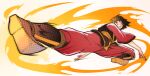  1boy avatar_legends black_hair boots brown_footwear fire full_body high_kick kicking male_focus pants pyrokinesis red_pants red_shirt scar scar_on_face shirt shoe_soles short_hair simple_background solo t_k_g white_background yellow_eyes zuko 