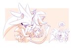  1boy 1girl biting blaze_the_cat blush cat commentary english_commentary furry furry_female furry_male hetero highres holding_hands hug miijiu neck_biting silver_the_hedgehog sonic_(series) tail thought_bubble 