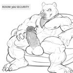  aaron_(artist) abs anthro balls bandanna bear biceps big big_balls big_muscles big_penis chair claws erection fangs fur grin looking_at_viewer male mammal muscles nipples nude pecs penis pose presenting reclining relaxing sitting sketch smile solo thick thick_penis toe_claws uncut vein veins 