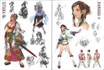  absurdres alternate_costume artist_request breasts chai_xianghua cleavage concept_art geta hair_tubes hat highres large_breasts multiple_girls scan setsuka soulcalibur soulcalibur_iv sword top_hat weapon 