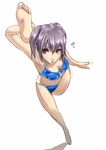  artist_request bad_feet barefoot bikini brown_eyes contortion copyright_request flexible from_above full_body non-web_source silver_hair solo stretch swimsuit yoga 