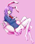  animal_ears bad_id bad_pixiv_id bunny_ears kibanda_gohan legs long_hair purple_hair reisen_udongein_inaba skirt socks solo thighhighs touhou 