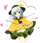  bad_id bad_pixiv_id blush_stickers bow hat heart heart_of_string highres komeiji_koishi null_(pixiv59424) ribbon short_hair silver_hair skirt solo touhou yellow_bow 